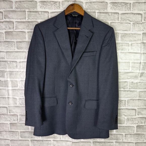 Jos a Bank Signature Stone Blue Micro Houndstooth Blazer Suit Jacket Mens 39R - Picture 1 of 13